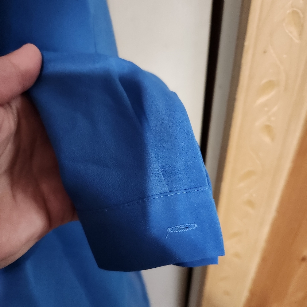 Vibrant Blue Button-Up Blouse - Picture 7 of 11